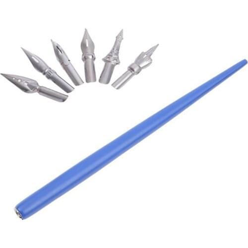 Wooden Manga Comic English Calligraphy Fountain Dip Pen with 6 Nibs Kit for Lettering Sketching Drawing C5AE