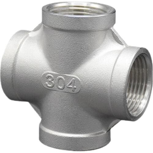 1/4" 3/8" 1/2" 3/4" 1" 1-1/4" 1-1/2" 2" BSPT Female Cross 4 Ways 304 316 Stainless Steel Pipe Fitting Water Gas Oil