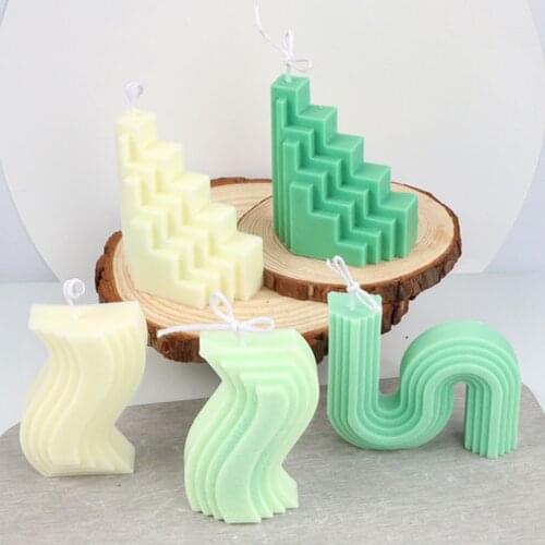 INS candle mold building block candle mold S shape staircase geometry vase DIY scented candle silicone mold
