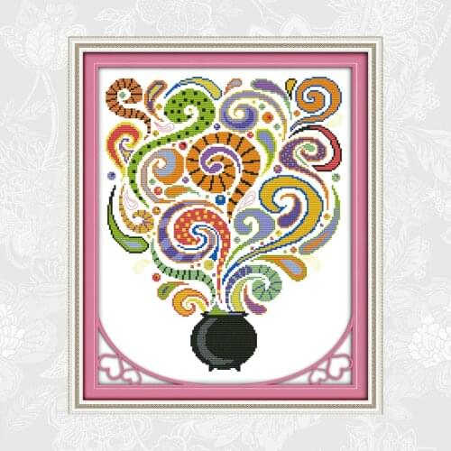 Joy Sunday Needlework,DIY Cross stitch Embroidery kits,Precise Printed Halloween Magic Bottle Patterns Counted Cross-Stitching