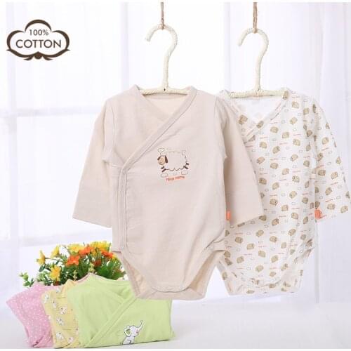 Newborn baby bodysuit with mittens cotton unisex long sleeve side snap bodysuit boy girl wrapover onesies spring fall kimono