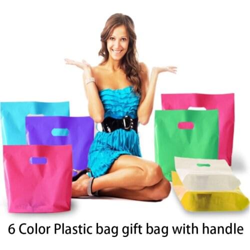 Colorful red purple Plastic Shopping Bags With Handle Underwear Plastic Gift Bags Clothing Cosmetic Favor Gift Packaging bag