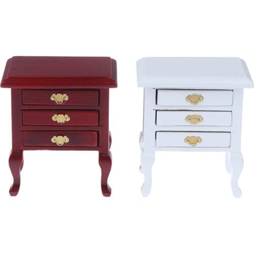 1:12 Scale Wooden Dollhouse Bedside Cabinet Miniature for Bedroom Furniture Toys