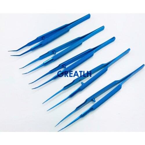 14CM Titanium Alloy Microscopic Veterinary Instruments Micro Scissors Toothed Forceps Tweezer
