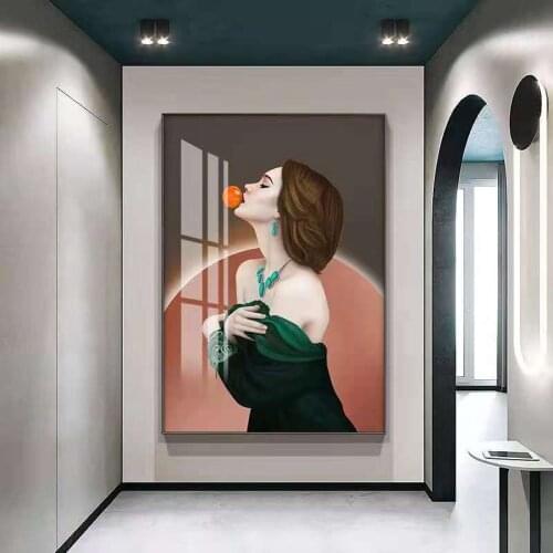Porch Character Mural Blowing Bubbles Beautiful Girl Decorative Painting Restaurant Hanging Painting Canvas Painting