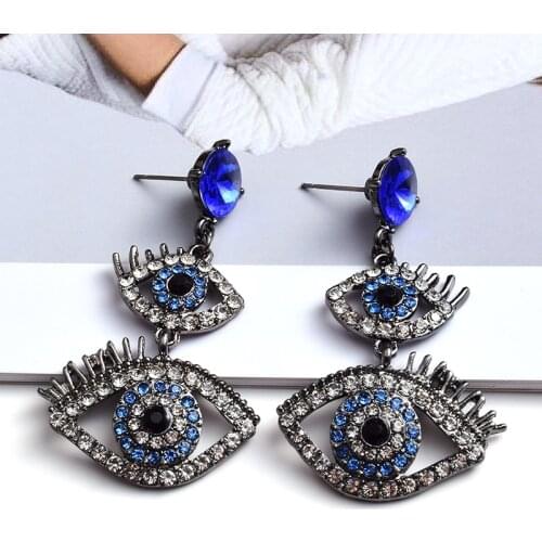 New Arrival Crystal Metal Long Eye Shaped Earring High-Quality Vintage Jewelry Accessories For Women Wholesale