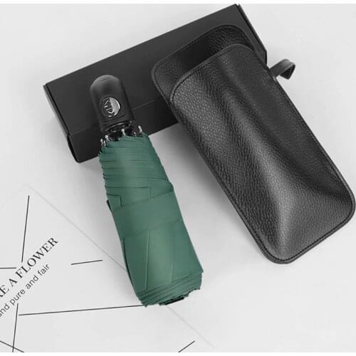 New Mini Five Folding Automatic Pocket Umbrella 8k Windproof Pure Color Portable Outdoor 6 Colors Rainproof Women And Men