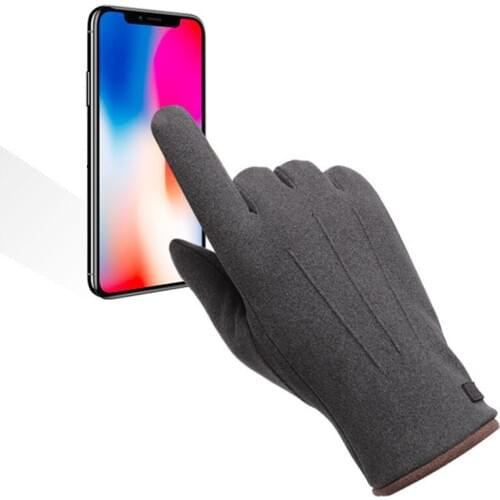 Fashion Hot Winter New Style Gloves Men Thermal Plus Velvet Thicken Driving Imitation Wool Cashmere Touchscreen Gloves WM004