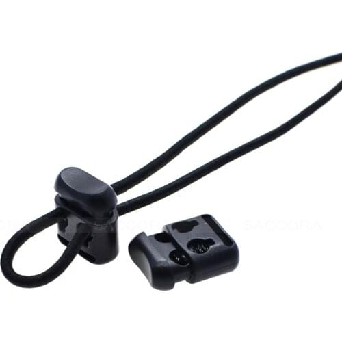 Plastic Rope Clamp Cord Lock Stopper Cordlocks Toggle 2 Hole 4mm Black For Paracord & Shoe Lace