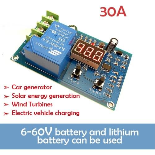 30A Battery Lithium Battery Charging Voltage Control Board Module Charging Control Protection Switch 6-60V