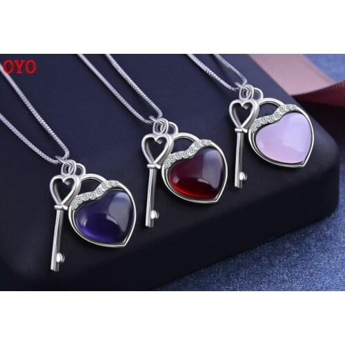 S925 silver love heart key pendant, elegant temperament super fairy fashion girls all-match jewelry
