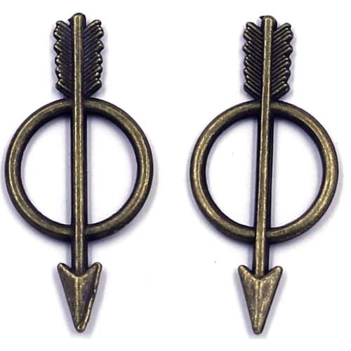 30Pcs Pendants Arrow In The Round For Charms Necklaces Antique Bronze Tone Metal Alloy Jewelry DIY Finding 28x13mm
