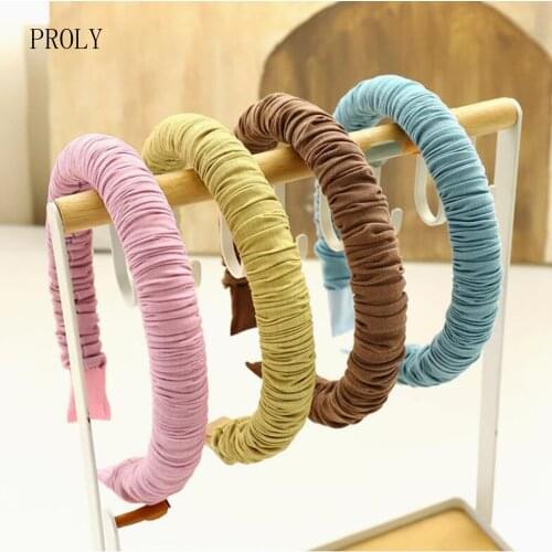 PROLY New Fashion Womens Headband Thickened Sponge Fold Hairband Solid Color Casual Headwear Adult Hair Accessories