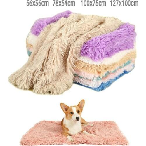 Fluffy Long Plush Pet Blankets Dog Cat Bed Mats Deep Sleeping Soft Thin Covers for Summer Winter Bed Use Blankets Cat Mattress