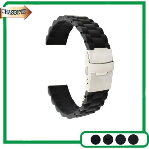 Silicone Rubber Watch Band for Orient Watchband 18mm 20mm 22mm 24mm Men Women Resin Strap Belt Wrist Loop Bracelet Black + Pin