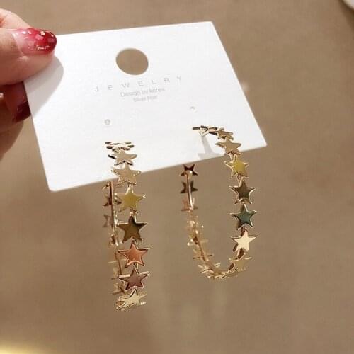 European American Exaggerated Geometric Star Ring Earrings Fashion Five-pointed Star Earring Cross-border Popular Earrings Women