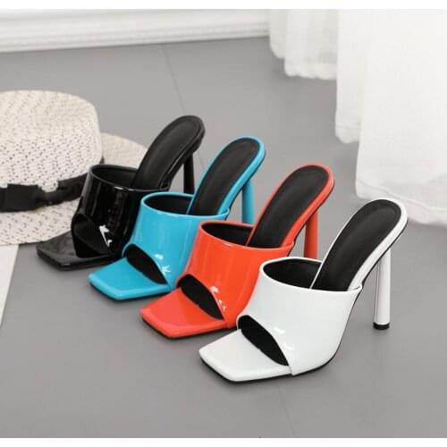 Big Size 2021 Women Slippers High Heels Flip Flops Shoes Fashion Summer Female Thin Heels Outside Slides Ladies Slippers Pumps