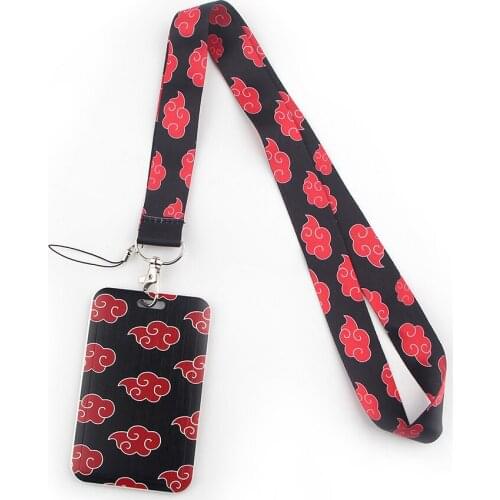 ER684 Anime Red Clouds Lanyard Card Holder Students Fans Hanging Neck Mobile Phone Lanyard Badge Subway Access Card Holder