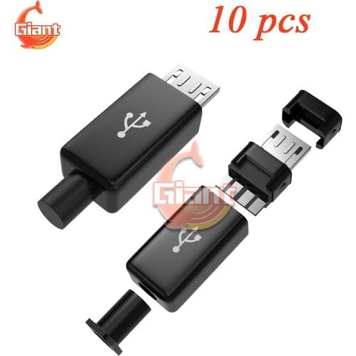 10 pcs Micro USB Male Connector 4 Pin DIY Date Cable OTG Line Plastic Shell Jack Tail Socket T Plug Terminals Micro Converter