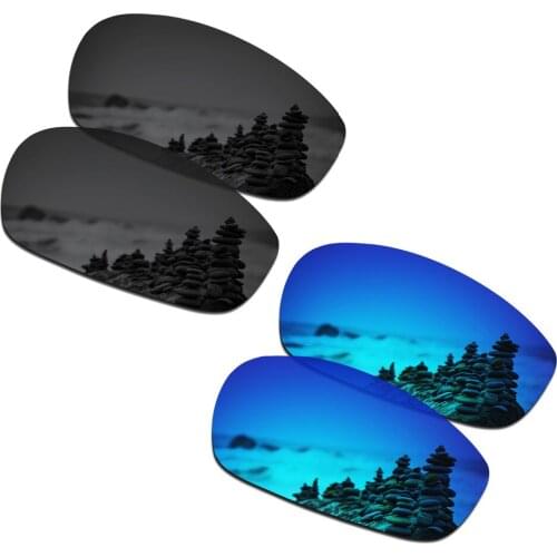 SmartVLT 2 Pairs Polarized Sunglasses Replacement Lenses for Oakley Split Jacket Stealth Black and Ice Blue