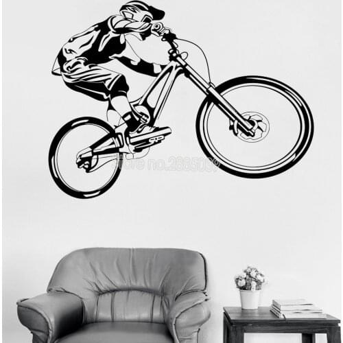 Bicycle Boy Wall Stickers Bike Fancy Extreme Sports Cool Wall Decor For Boys Bedroom Decals Modern Garage Home Decorative LC269