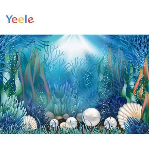 Yeele Vinyl Seabed Fish Pearl Shell Children Birthday Party Photograph Backdrop Boy Girl Photocall Background for Photo Studio