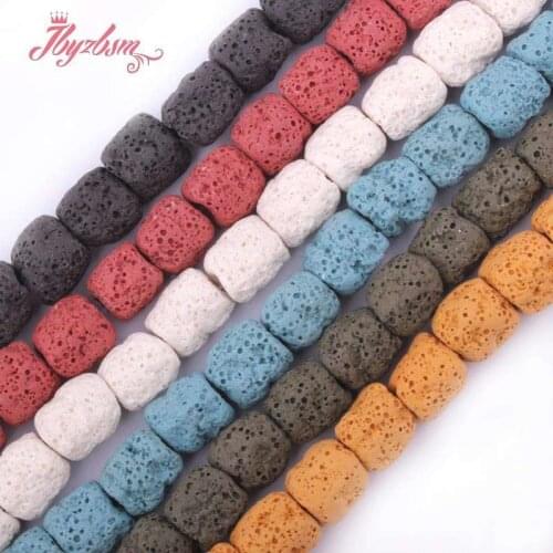 10x14mm Column Shape Bead Lava Rock Natural Stone Beads For DIY Necklace Bracelat Earrings Jewelry Making 15" Free Shipping