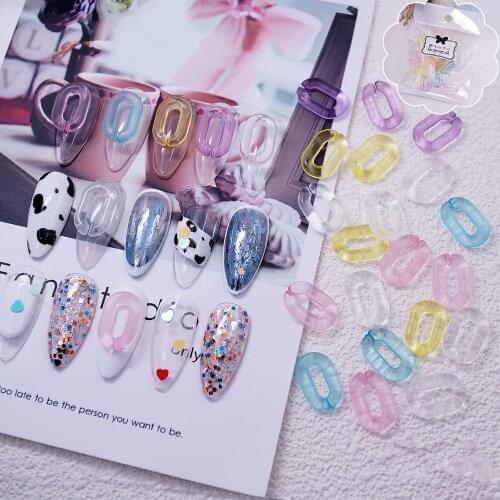 20Pcs/Set Ins Style Cute Nail Art Charms Plastic Candy Color Ring Nail Decoration Elegant DIY Ornament