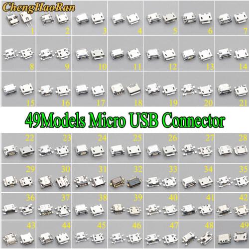 49models Mini Micro USB connector jack Charging port socket power v8 plug For Samsung Lenovo Sony Huawei JBL mobile phone tablet