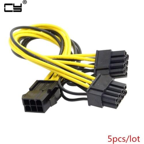 5PC 6inch Molex 6-pin PCI Express to 2 x PCIe 8 (6+2) pin Motherboard Graphics Video Card PCI-e GPU VGA Splitter Hub Power Cable
