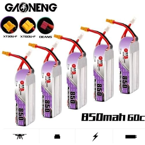 5PCS/Set GNB 4S 850mAh 15.2V HV 60C/120C Lipo Battery XT30U-F/XT60U-F/T Plug For Beta85X Whoop Quadcopter FPV RC Racing Drone