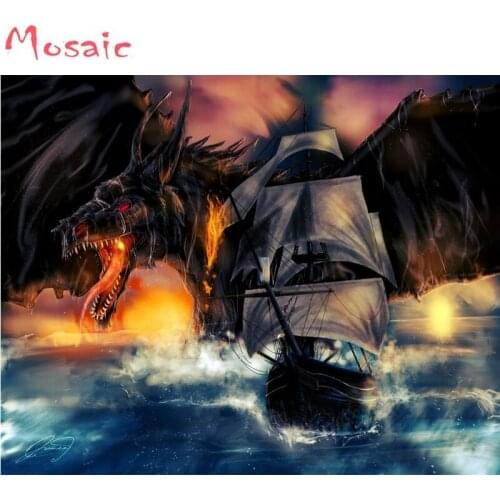 5d DIY Diamond Painting full square/round Cross Stitch animal Dragon sailboat Diamond Embroidery Diamonds mosaic Decorative gift