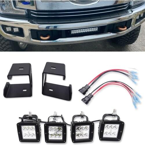 Car Accessories For Ford 2017-2019 F250 F350 F450 4x 24W LED Lights Pods Bumper Fog Lights Replace Mount Kits Lighting Exterior