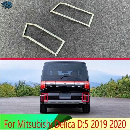 For Mitsubishi Delica D:5 2019 2020 Car Accessories ABS Chrome Rear Reflector Fog Light Lamp Cover Trim Bezel