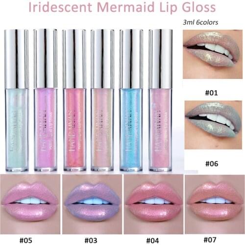6colors Iridescent Mermaid Lip Gloss Glitter Gloss Pretty Fashion Lip Makeup Modern Popularity Practical Soft For Lady Cosmetics
