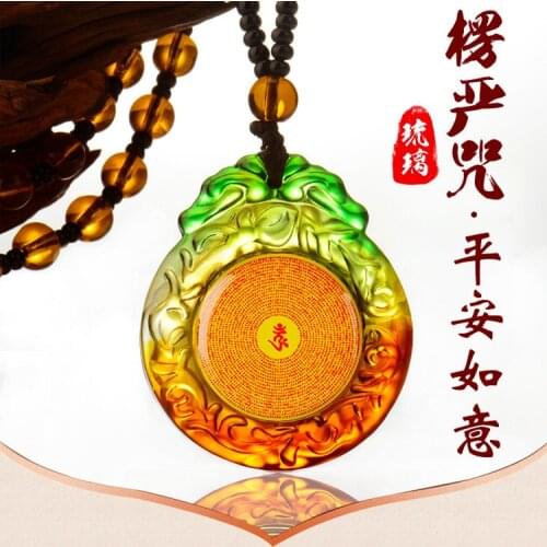Southeast Asia Thailand Temple Greco Buddhist pocket talisman GOOD LUCK crystal Shurangama Mantra Buddha card Pendant Amulet