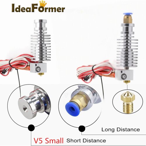 E3D V5 Bowden/Wade Extruder J-head Hot End Long or Short-distance With V5 Heater block + Brass Nozzle For 1.75/3.0mm Filament