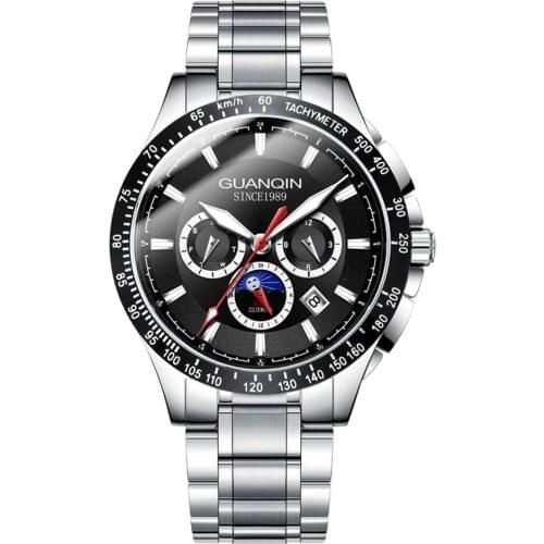 Guanqin Mechanical Watch Men Automatic Male Clock Fashion Sport Waterproof Watches Week Date Business Wristwatch reloj hombre