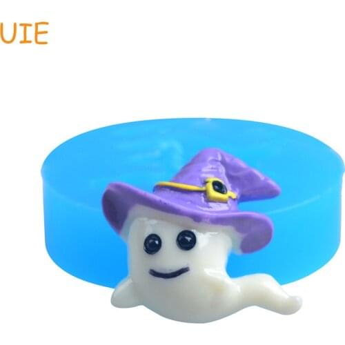 JYL186U 18.5mm Halloween Ghost Flexible Silicone Mold - Ghost with Hat Mold Sugarcraft, Fondant, Scrapbooking, Resin, Wax Mold