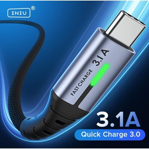 INIU 3.1A Micro USB Type C Cable LED Fast Charging Phone Charger Data Cord For Huawei Samsung Xiaomi Mi 9 Redmi Note LG One Plus