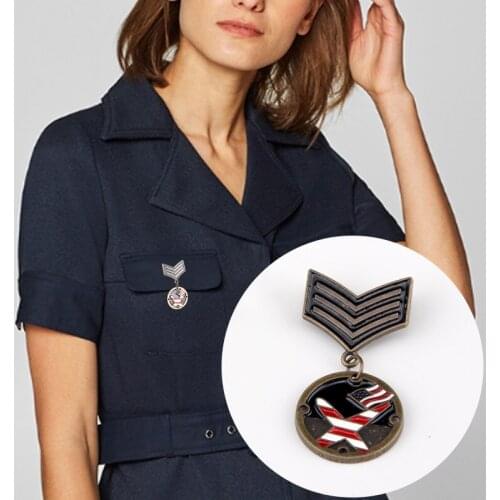 Classic Unisex Navy Style Military Badge Epaulette Insignia Enamel Lapel Pins Bronze Brooches Badges of Honor Jewelry Accessory