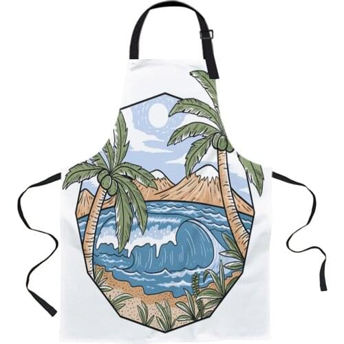 Landscape Coconut Trees Seaside Aprons for Women Men Kid Cooking Baking Apron Kitchen Utility Equipment Accessories