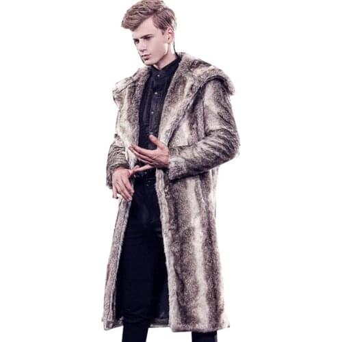 Brown faux mink fur leather jacket mens warm fur leather coat men trench coat loose jackets cloth winter autumn thicken fashion