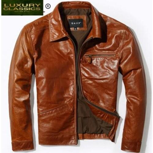 Leather Winter Autumn Genuine Jacket Men Streetweaar Real Leather Coat Man Moto Biker Vintage Cow Leather Jackets Coats