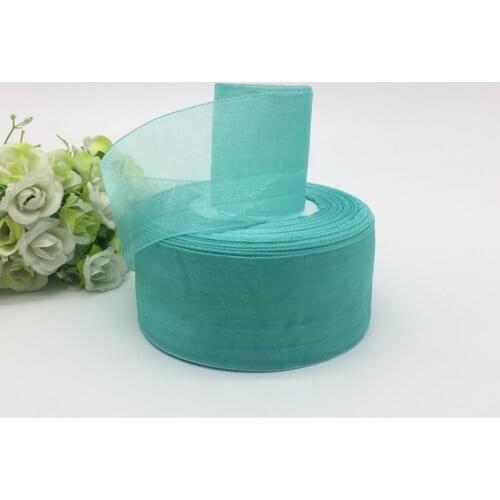 5 Yards 2"(50mm) Cyan Organza Ribbon Handmade Ribbon For Gift Packaging Wedding Decoration Bow Clips Crafts #SA03