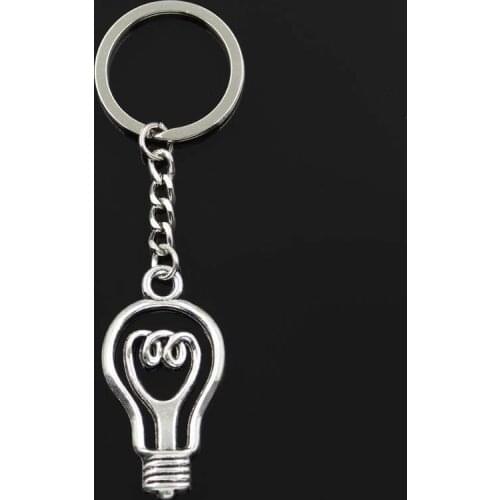 Fashion Lightbulb Bulb 46x24mm Pendant 30mm Key Ring Chain Bronze Silver Color Men Car Gift Souvenirs Keychain Dropshipping