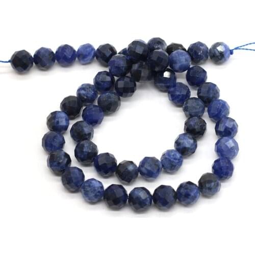 Fashion Small Beaded Natural Stone lapis lazuli Round Faceted Beads for Jewelry Making DIY Bracelet Necklace Accessories 8mm