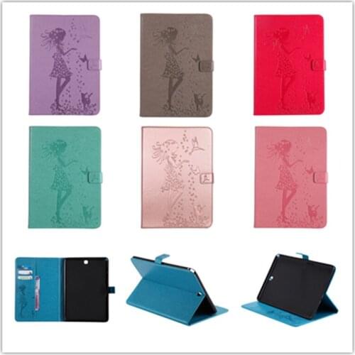 Fashion Funda case For samsung galaxy tab A 8.0 T350 T355 P350 P355 cute girl & butterfly & cat stand PU leather soft cover