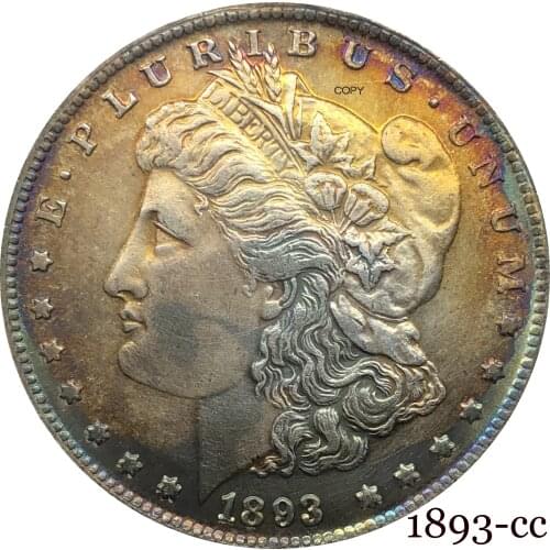 United States Of America 1893 CC Morgan One Dollar US Coin Liberty Cupronickel Silver Plated In God We Trust Copy Coin
