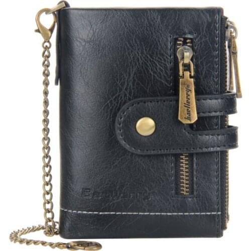 New Mens Short Wallet European and American Retro Double Zipper Coin Purse Multi-card Slot Large-capacity Card Holder Male Bags